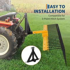 Landscape Rake 48/60 Inch Straw Rake Fits 2″ Receiver for Lawn Tractors ATV/UTV
