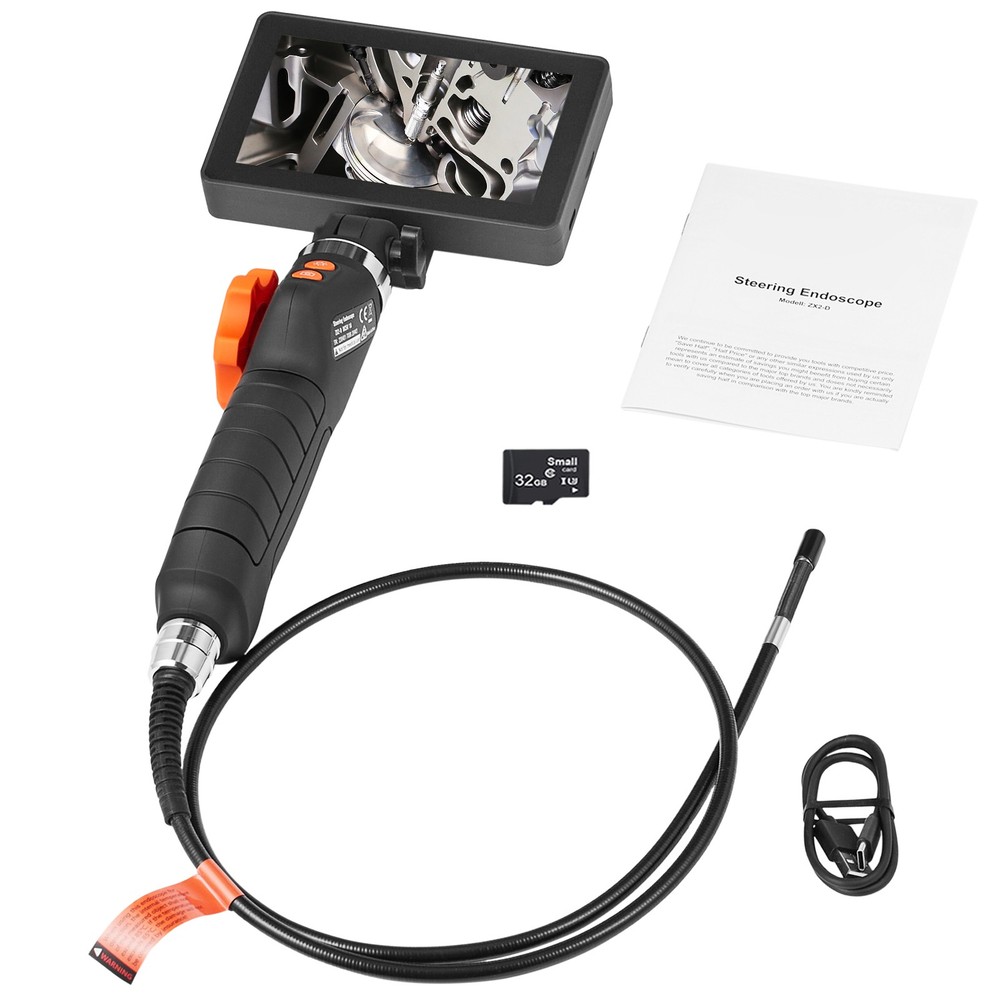 Borescope Endoscope Two-Way 180° Articulating 5″ IPS 8X Zoom 6.4mm Lens