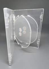 25 TOP QUALITY 14MM SLIM QUAD (4) DISC DVD CASE, SUPER CLEAR, CLIP, DC1404CLR