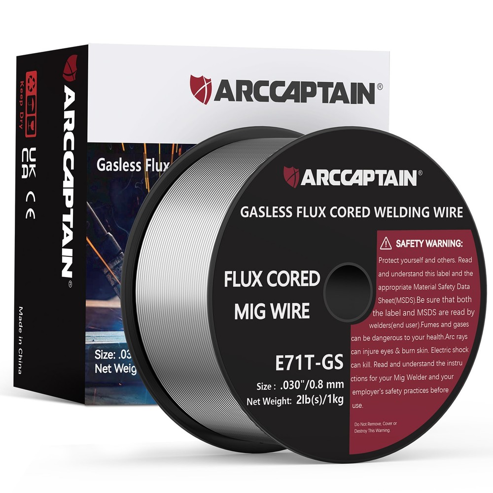 ARCCAPTAIN Flux Core Welding Wire E71T-GS .030” 0.8mm 2Lb Spool Gasless MIG New