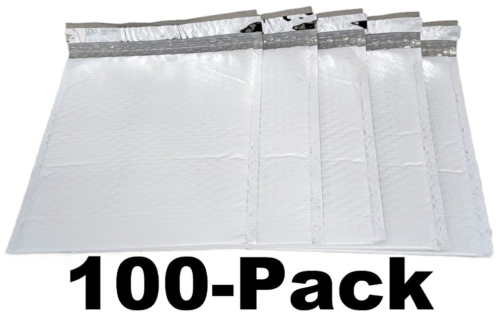 100-Pack WHITE 8.5 x 11″ Padded POLY BUBBLE MAILER #2 shipping mailing envelope