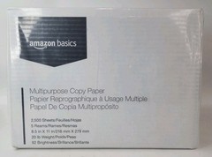 Amazon Basics Copy Printer Paper 20 lb 8.5 x 11 – 5 Reams (2,500 Sheets)