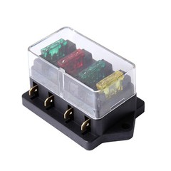4 Way Fuse Blade Holder Box Block Black Car Vehicle Automotive Circuit w/ Fuse