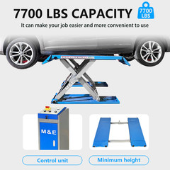 M&E 7700lbs Lifting Mid-Rise Scissor Lift 110V Pneumatic Release Car Lift Jacks
