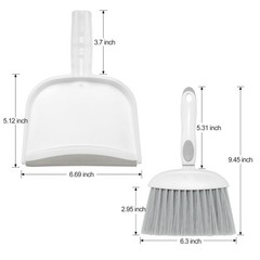 NACENA Small Dust Pan and Brush Set, Mini Broom 1-Pack, Grey White