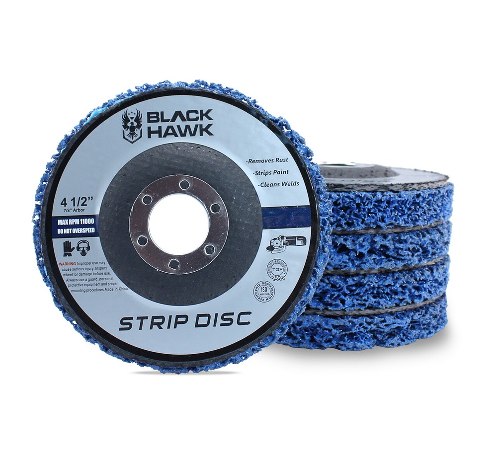 5 Pack 4.5″x7/8″ Black Hawk Easy Strip 4-1/2″ Discs Remove Paint Rust & Clean
