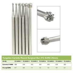 Wave Dental Surgical Burs Round Carbide FG SURG 1 2 4 6 Long 25mm High Speed Bur