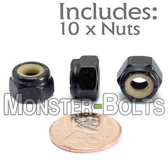 (10) 1/4-28 NE – Nylon Insert Hex Lock Nuts SAE Steel w Black Phosphate & Oil