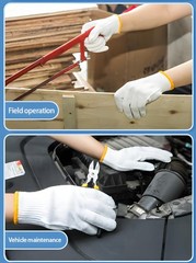 White Cotton Polyester Knit Safety Gloves – Large, Reusable, Abrasion Resista…