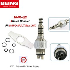 US BEING Dental Handpiece Fiber Optic High Speed Turbine Coupler 4/6Hole FG Burs