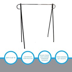 Clothing Rack Black & Chrome Single Rail Retail Storage Garment Salesman 60 x 60