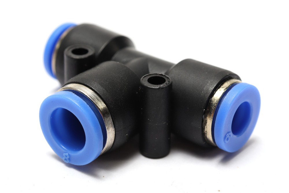 8mm (5/16″)-6mm (1/4″) Pneumatic Push in Union TEE Fitting, Quick Connect, 600pc