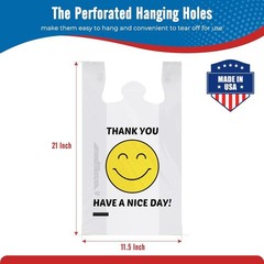 1000 Thank you T-Shirt Bags 1/6 12″ x 6.5″ x 21″, Plastic Grocery Shopping Bags