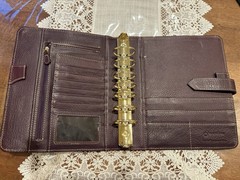 Franklin covey Vintage Aurora Full Grain Italian Leather Classic Purple Plumeria