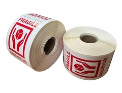 2×3, FRAGILE (Hands holding box icon), 500 labels per roll, 1-60 Rolls