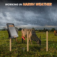 24 Hour Solar Electric Fence Charger, 10 Miles, Up to 10200v Output Range Ele…