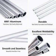 6061 Aluminum Tubing, 3/8″ OD Seamless Aluminum Round Tube, 0.04″ Wall x 10″ …
