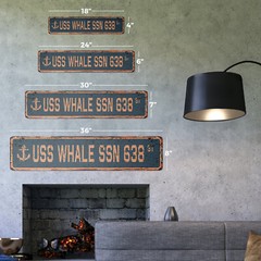 USS WHALE SSN 638 Vintage Street Sign us navy ship veteran sailor rustic gift