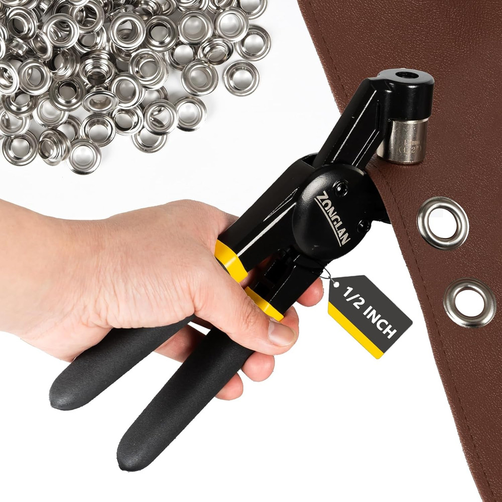 Heavy Duty Grommet Tool Kit with 1/2 Inch Die and 300 Sets of 12MM Grommets,Hand