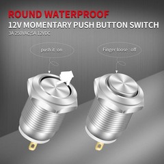 6pcs 12mm Momentary Push Button Switch 12V Waterproof Power Pushbutton Small …