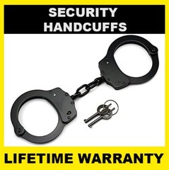 SECURITY Handcuffs Professional Double Lock Heavy Duty Metal Steel – BLACK