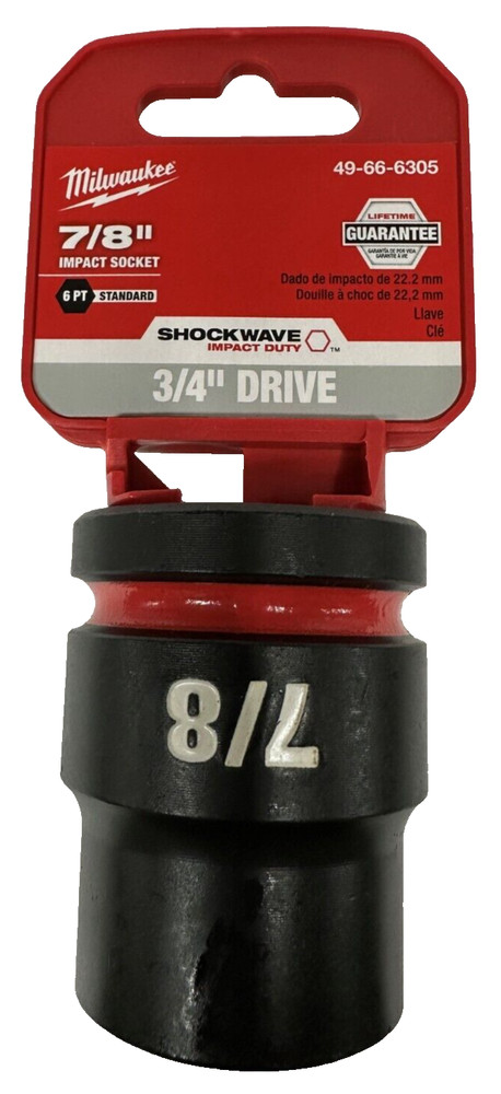 Milwaukee 49-66-6305 3/4″ Drive Standard Length Impact Socket 7/8″ 6 Point