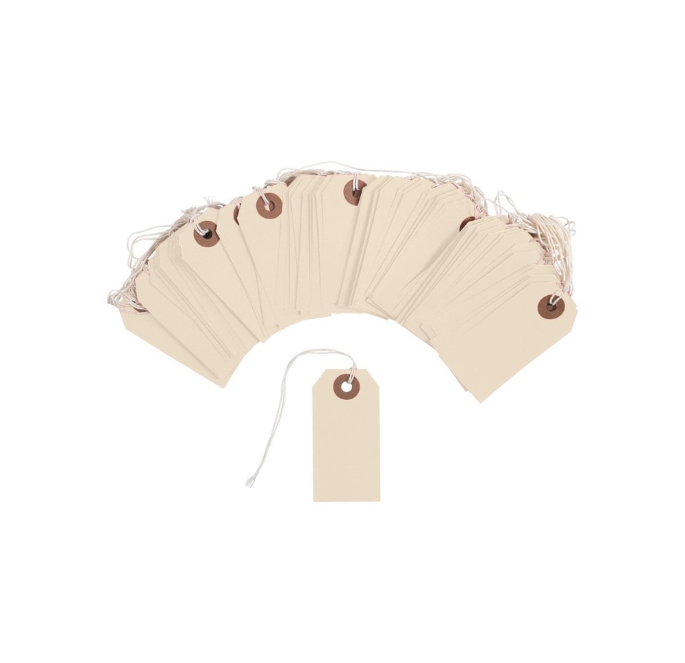 100 Manilla Cardstock Price Tags 3 1/4″ x 1 5/8″ Size 2 Pre-strung with String