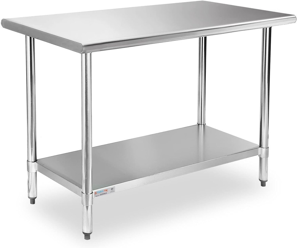 STABLEINK NSF Stainless Steel Prep Table 48×24 Inches 4ft, Metal Work Table with