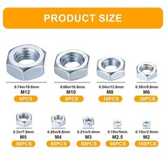 Metric Hex Nuts Assortment Kit, 430 Pcs Stainless Steel Hex Nuts Set, Hex Har…