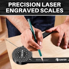 Saker Miter Saw Protractor|7-Inch Aluminum Protractor Angle Finder Featuring Pre