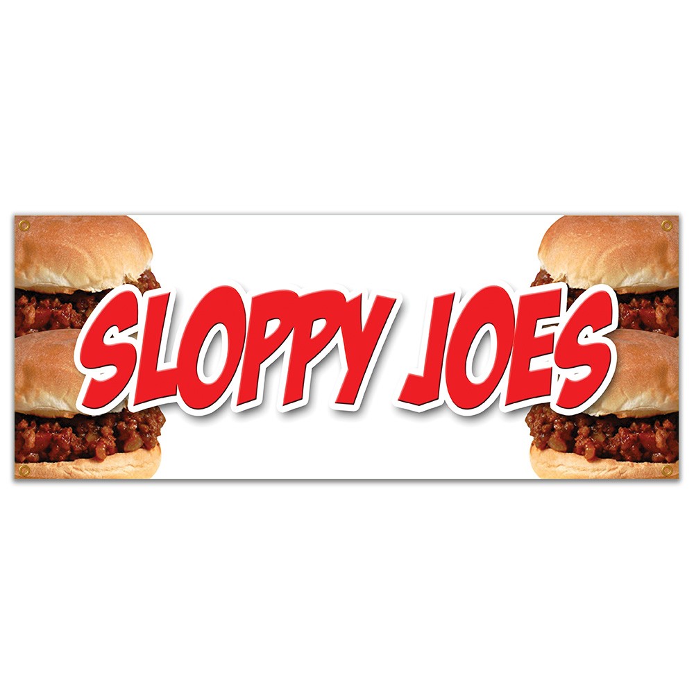 SLOPPY JOES BANNER SIGN beef chicken bun sliders homemade food lunch