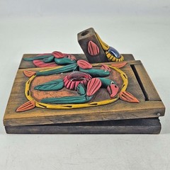 Souvenir wood Costa Rica Desktop Note Book Pen holder
