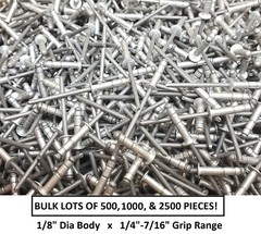 BULK Pop Rivets 1/8″ x 1/4″ to 7/16″ Aluminum Body Steel Mandrel Dome Head Blind