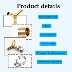 2pcs Metaland Brass 5/16″ Hose Barb 3 Way Union Fitting Y Shape Barbed Splitter