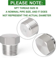 5PCS Stainless Steel Outer Hex Thread Socket Pipe Plug Fitting 3/8″ NPT Male