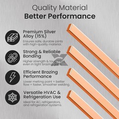 BCuP-5 15% Silver Brazing Rods 10 Pack HVAC Industrial Welding Rod