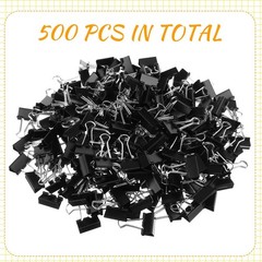 500 Pack 1″ Black Binder Clips – Medium Metal Paper Clamps for Office, School &