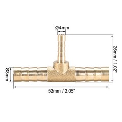 8mm x 4mm x 8mm Brass Hose Reducer Barb Fitting Tee T-Shaped 3 Way Barbed