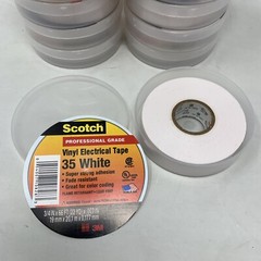 10 Rolls 3M 35 Scotch Vinyl Electrical Color Coding Tape, 3/4 in x 66 ft, White