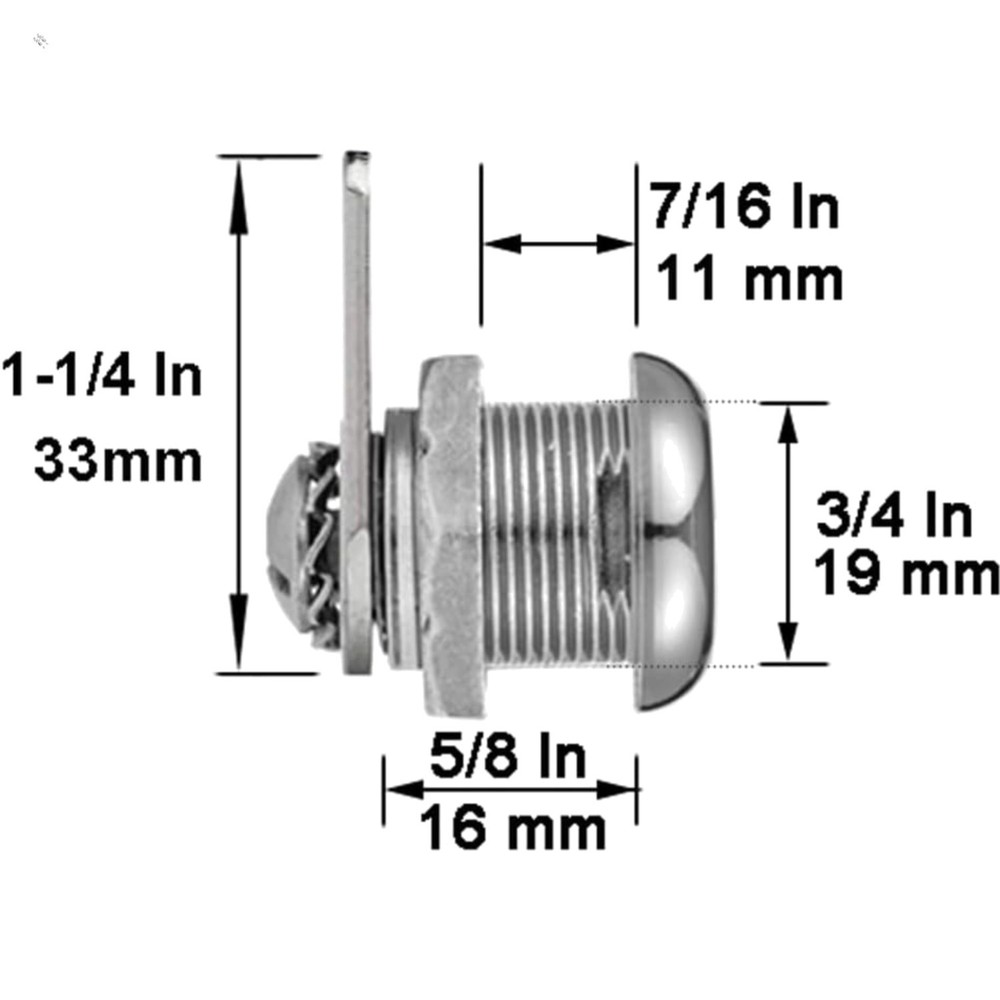 Easy-to-Install Chrome Cam Locks Keyed Alike – Security for Drawers & Vending