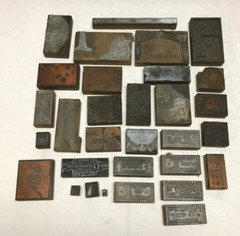 VTG Lot Letter Press Block Stamp Ink Print Type Advertising Wood Copper 2002-23B