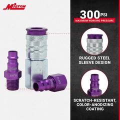 Milton ColorFit 3 Piece Purple V Style High Flow Coupler Plug Set 14 NPT