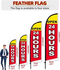 24 Open Hours Advertising Swooper Flag Banner Advertising Feather Banner Sign