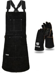 Durable Leather Welding Apron, Adult Unisex, Spark & Flame Resistant, 6 Pockets