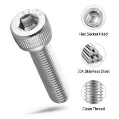 M4-0.7 x 20mm Bolt, 100PCS M4 Hex Socket Head Cap Screws Bolts, 304 Stainless…