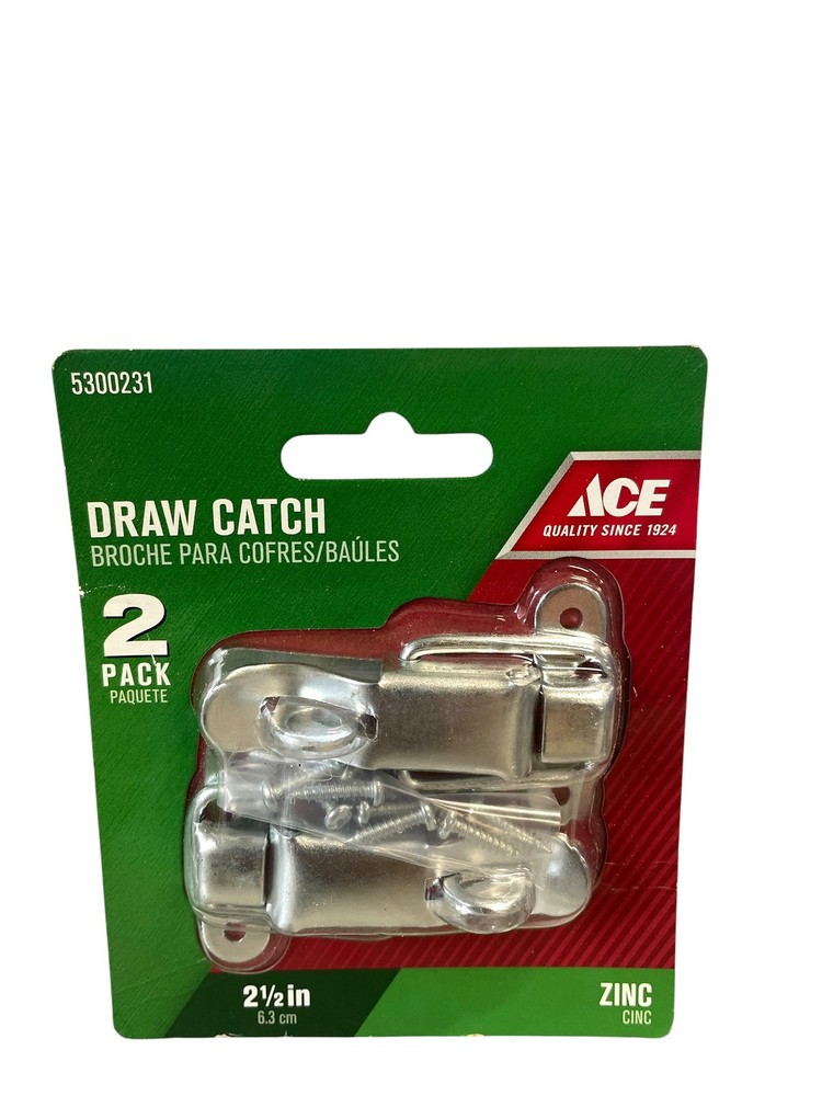 ACE 2-1/2 inch Zinc Plated Draw Catch Latch with Screws – 2 Pack 5300231