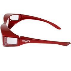 Global Vision Escort Safety Glasses Fits Over Most Eyewear Red with Clear Lens