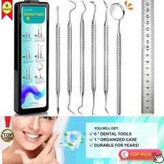 Dental Tools, Dental Pick for Teeth Cleaning, Stainless Steel Hygiene Kit with T