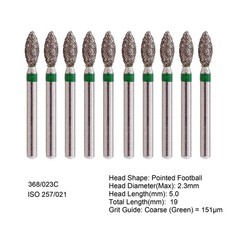 Dental Diamond Burs FG 368/023C 379/023C Football Egg Coarse Fine For High Speed