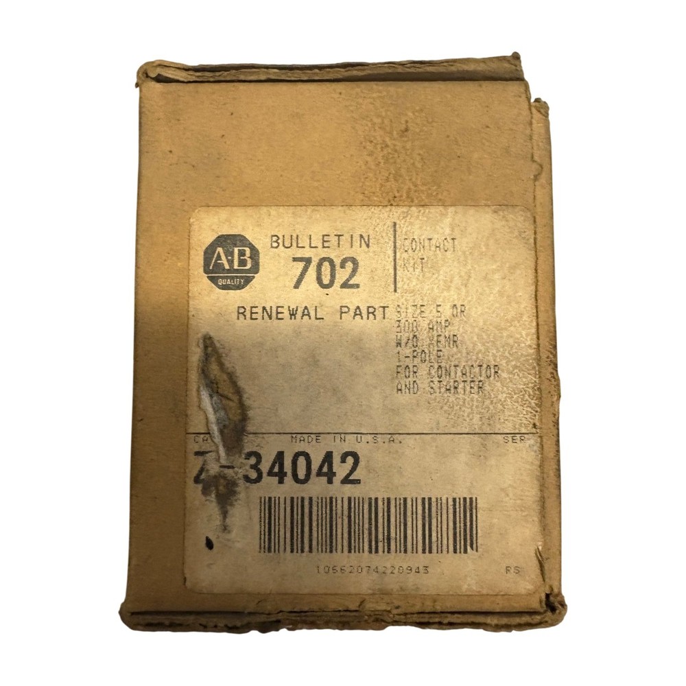 Allen Bradley 702-Z-34042 Bulletin 702 Size 5 300A Contact Kit 1-Pole Renewal